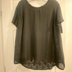 Lane Bryant Black Lace Trim Top